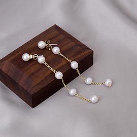 Boho Pearl Drop Dangle Earring Gold Long Tassel Pearl Earrings for Women Pearl Dangle Earrings Hypoallergenic Elegant Wedding Pearl Drop Bridal Earrings for Bridal Christmas Gift