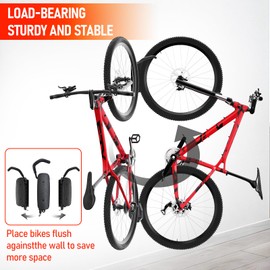 MYOYAY Swivel Bike Wall Mount, 2 Pack Vertical Bike Rack for Wall Mount Bike Rack Hangers, Indoor Bike Rack Garage for MTB, Road Bike