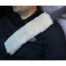 California Car Cover New 12" Genuine Sheepskin Ultra Soft Seat Belt Cover in Pearl Beige Finish SBC2P