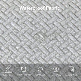 LANSHENG Chair Cover Seat Cover Washable Stretch Waterproof Jacquard Cover for Chairs Dining Room Chair Seat Cover Chair Seat Covers Set of 4 White Chair Seat Cover for Home, Kitchen