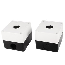 2Pcs 22mm Hole Dia Push Button Control Station Box Black White