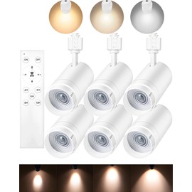 Motrackcao Zoomable 30W LED Track Lighting Heads,2700K-6500K Stepless Dimming H Type Dimmable Rail Ceiling Track Lights Fixtures,3000LM,Flicker Free 15°to 60°CRI90,White 6 Pack