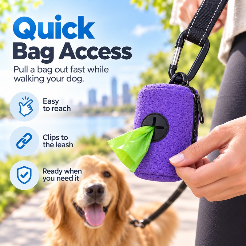 Dog Poop Bag Dispenser for Walking – Compact Leash Clip