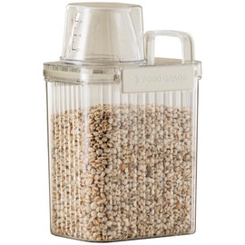 Air-Tight Plastic Food Storage Container with Built-In Measuring Cup, Plastic with Silicone Seal, Comfort Handle, Easy-View Clear Bin, Pantry Organizer, Coffee Storage, Clear-Natural (43.95 Ounces)