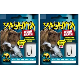 blntackle76 Set: 2 packs of tied hooks, trout hooks, all-round hooks, worm hooks (16 pieces) on fluoro-carbon line, hook size & type according to selection of Behr leader (worm hook size #6)