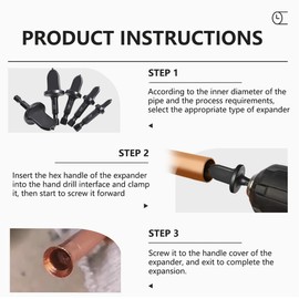 5 Piece Spin Flaring Tool Set, 1/4" Hex Shank HVAC Swaging Drill Bits for Soft Copper Tubing, Pipe Expander Kit for Air Conditioning Mini Split Repair, Sizes 1/4", 3/8", 1/2", 5/8", 3/4"