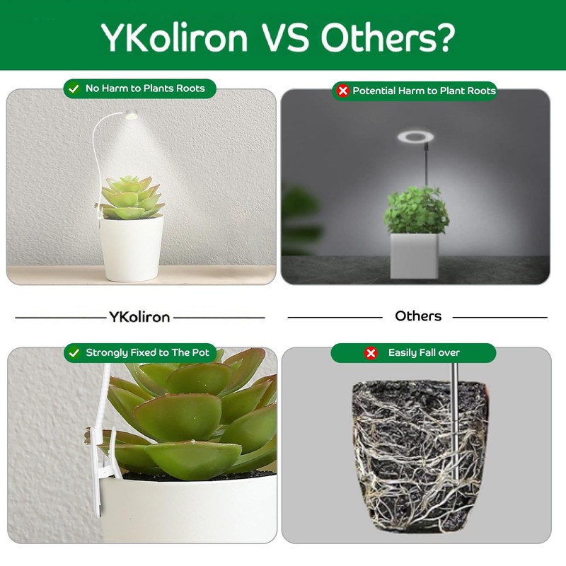 YKoliron Grow Lights for Indoor Plants, Clip on Full Spectrum