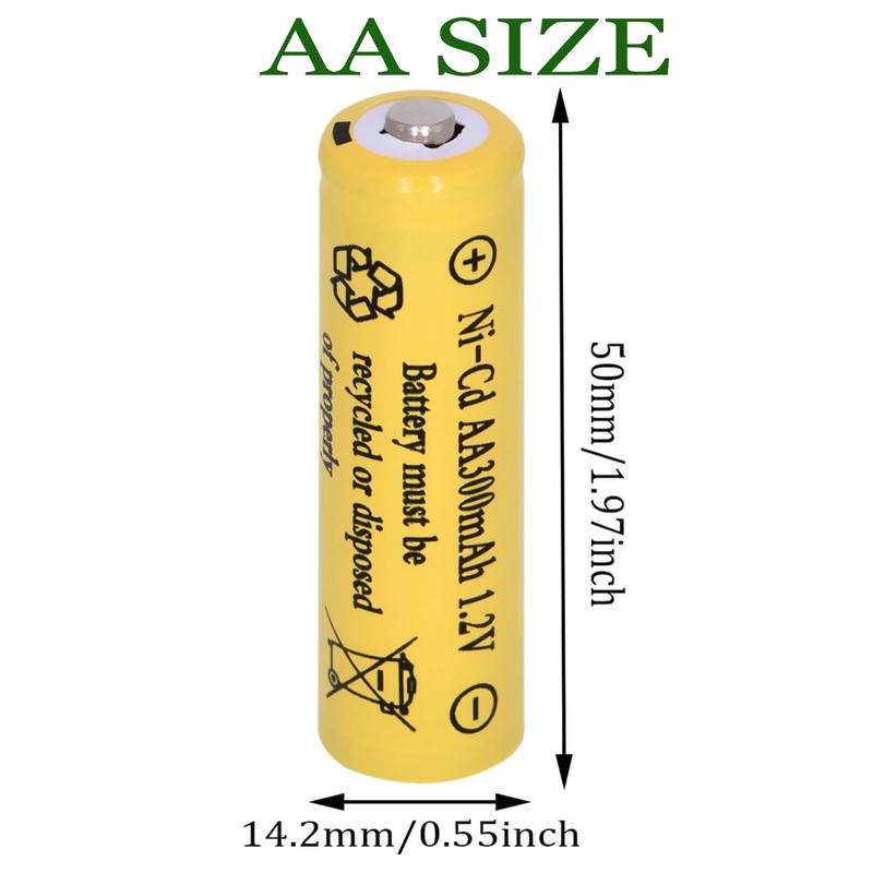 Yibatopow 16 Packs AA 300mAh Ni-CD 1.2V Rechargeable Batteries for