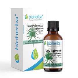 Saw Palmetto – Sägepalme Sägepalmenextrakt Tropfen – Hochdosiert 50 ml Extrakt – Serenoa repens – Unterstützt Prostata-Gesundheit, DNA-Synthese & Fruchtbarkeit – Mit Zink – PZN 18215824 von BIOHERBA