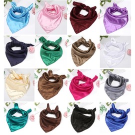 Whakano Plain Silk Scarf Women's 50 x 50 cm, Elegant Silk Scarf, Headscarf, Bandana, Square Scarf, Small Soft Square Silk Scarf, Wrist Strap, Headbands, Gift for Women, brown