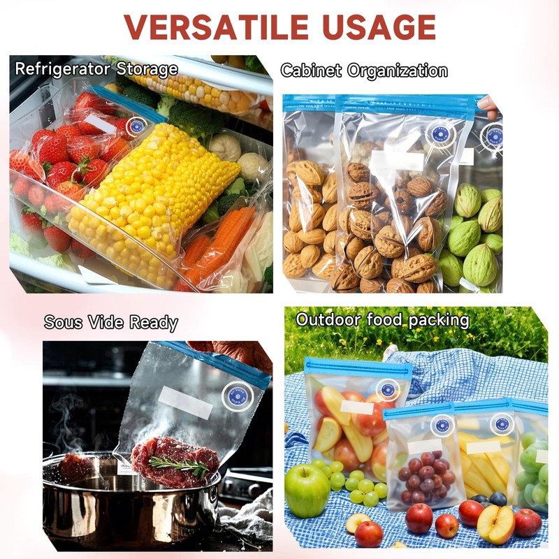 50 Pack Sous Vide Bags Reusable BPA Free, 3 Size