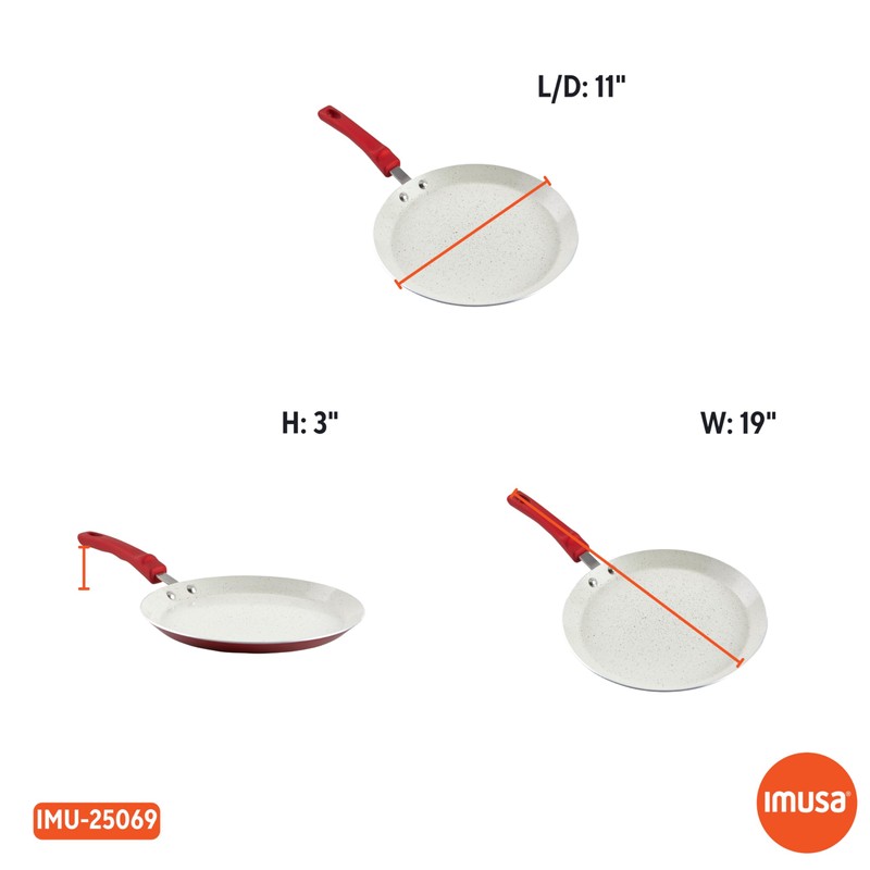 IMUSA USA 11" Nonstick Marble Interior Comal with Soft-Touch Handle,