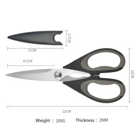 Mumoo Bear All Purpose Kitchen Shears with Protective Sheath for Everyday use, Dishwasher Safe Stainless Steel Scissors with Comfort Grip, 8.7-Inch, Black&Grey