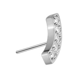 PIERCINGLINE Titanium Attachment with Push Pin Bow + 5 Crystals without Labret Stud Piercing Ear Helix Tragus Conch Choice of Colours, Titanium