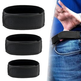 HUSOUE No Buckle Belts for Men, 3 Pcs Elastic Belt Adjustable Trouser Waist Tightener Belt Buckless for Men Black Side Belts for Traveling School Walking and Working