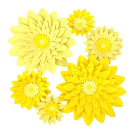 Mybbshower - Flores de papel amarillas degradadas para bodas, fiestas, guardería, decoración del hogar, cumpleaños, baby shower, abejas, girasol, limón, suministros para fiesta, paquete de 6