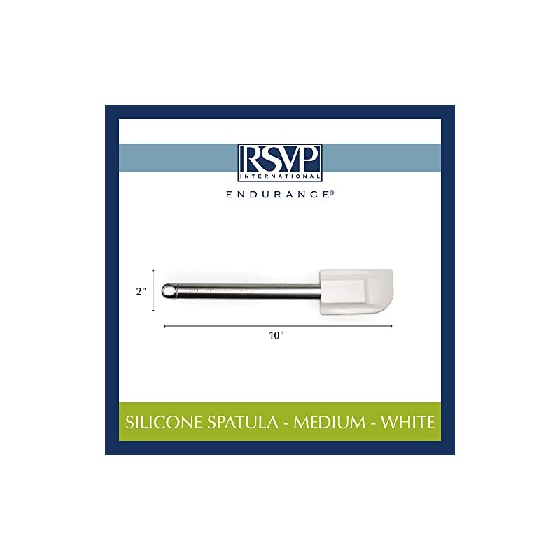 RSVP International Endurance Kitchen Tool Collection Silicone Spatula, Stainless Steel