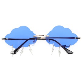 VALICLUD Wolke Sunglasses Rimless Vintage Sunglasses Funny Glasses Disco Glasses Flash Tassel for Women Men Tinted Glasses Festival Sunglasses, darkblue