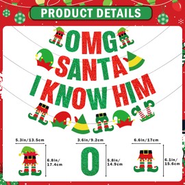 Santa I Know Him Banner Buddy The Elf Christmas Decorations Buddy The Elf Banner for Christmas Elf Decorations Christmas Party Decorations Funny Christmas Decorations