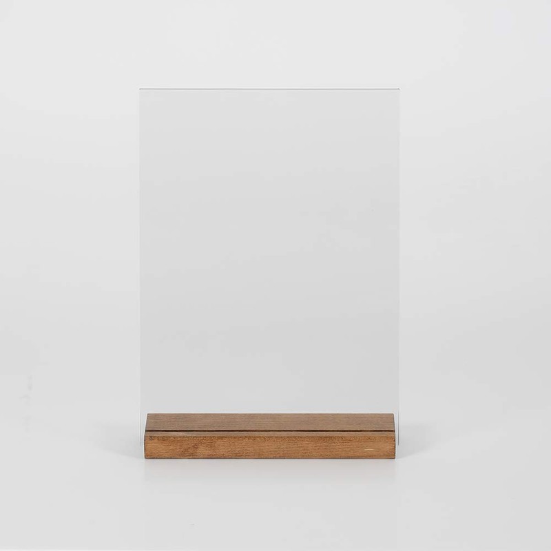 Display Sales Double Wooden Table Stand with Acrylic Bag DIN