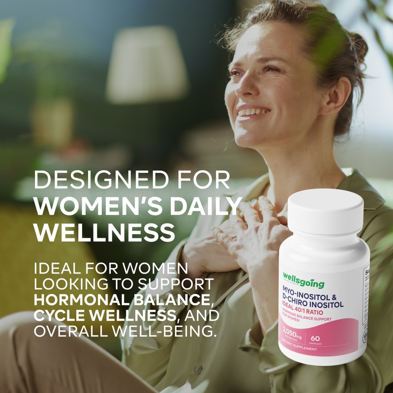 Wellsgoing Hormone Balance Capsules for Women, 40:1 Inositol Blend (Myo