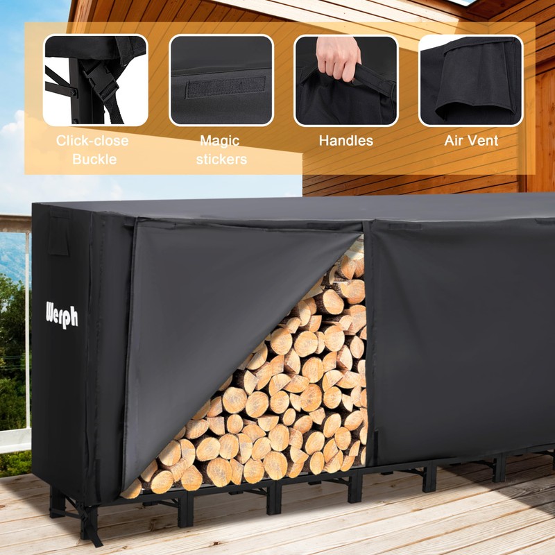 Werph 12FT Firewood Rack Outdoor,Heavy Duty Firewood Storage Rack,Outdoor Firewood