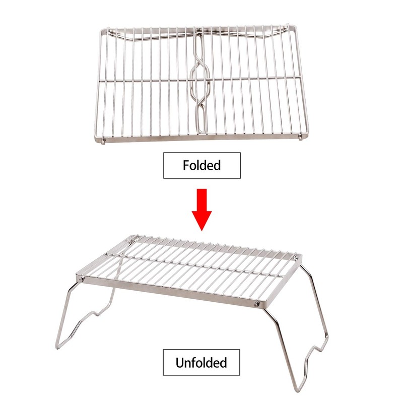 CAMPMAX Campfire Grill 304 Stainless Steel Grate, Folding Camping Grill