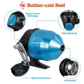 PLUSINNO Kids Fishing Pole with Spincast Reel Telescopic Fishing Rod Combo Full Kits for Boys, Girls, and Adults(Blue, 150CM 59.02In)