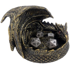 Grinning Gargoyle - 14cm Dragon DnD Dice Jail Guardian in Gold - Perfect Dice Holder for Roleplaying Games - Dice Tray Tabletop Gaming Accessories - DnD Merch Decor - D n D Gifts for RPG Display