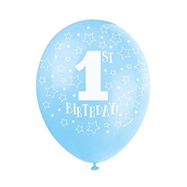 Unique 56112" 1st Birthday Latex Balloons-12 | Pearl Blue | 5 Pcs, 30 Centimeters