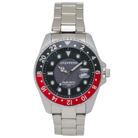 Clefer AV-AM386-RDS Men's Diver Watch, Solar, Analog, Waterproof, Date, red, Bracelet Type