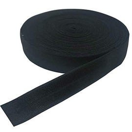 10 Yards Fold Over Elastic Stretch, Braided Elastic Ribbon for Hair Ties Headbands, Available in Various of Colours (Black, 5/8in)