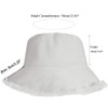 KorhLeoh Distressed-Sun-Bucket-Hat Sun-Protection Washed-Cotton Wide-Brim Beach-Cap for Summer White