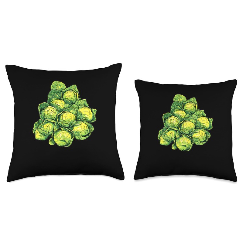 Brussels Sprouts Vaporwave Throw Pillow