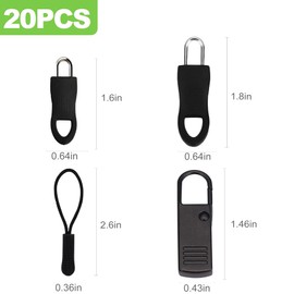 CeroDimo 20 Pcs Universal Zipper Repair Kit, Zipper Fixer Sliding Teeth, Zipper Pull Replacement, Paracord Zipper Pulls for Jackets, Luggage, Backpacks, Pants, Boots, Tents