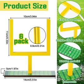 Wonderjune 6 Pieces Football Goal Post Table Decorations Field Goal Post Centerpieces for Table with Base 4 x 6 Inches Wooden Football Photo Frame Decoration for Fans Club Sport Birthday Supplies