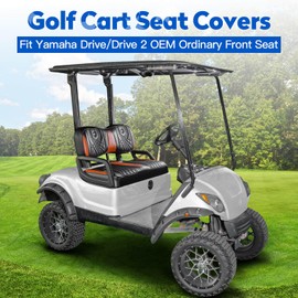 NOKINS Golf Cart Seat Covers, Fits YAMAHA/G29/Drive2 OEM Standard Front Seat Cushion, Yamaha Vinyl Seat Covers, No Stapler Required (Gradient Diamond Black&Brown)