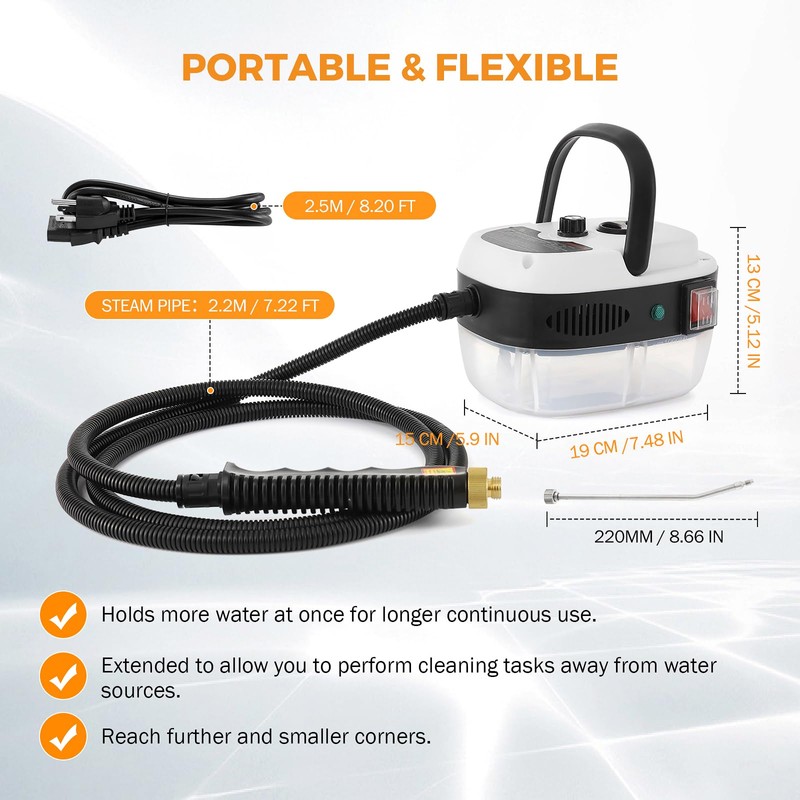 BEAMNOVA Car Steamer for Auto Detailing High Pressure Handheld Steam