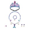 Keenjorika 6pcs Girls Princess Necklace Bracelets Ear Clips Set Mermaid