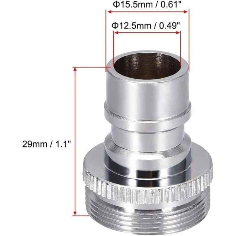 Faucet Adapter for Portable Washer, Chrome Brass, 5/16-27 Male to