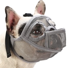 BARKLESS French Bulldog Muzzle, Short Snout Mesh Dog Muzzle with Tongue Out Design for Flat Face Dog Shih Tzu English Bulldog,Prevent Biting Chewing Allows Grooming