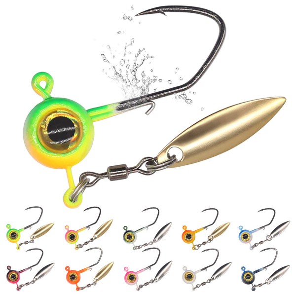Crappie-Jig-Heads-Kit-with-Underspin-Jig-Head-Spinner-Blade, Crappie Lures and Jigs for Crappie Fishing Jigs - 30 & 50 Pack, 1/8, 1/16, 1/32 oz