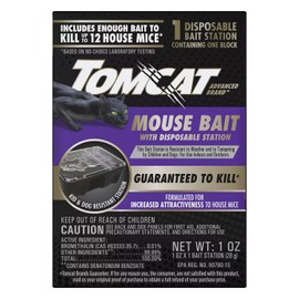 Tomcat Advanced Brand Mouse Bait with Disposable Station, Indoor and Outdoor Use, 1 Pre-Filled Ready-to-Use Station