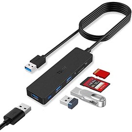 TSUPY USB 3.0 Hub Multi USB Data HUB with 4ft/48inch Extended Cable,SD/TF Card Reader & 3 USB 3.0 Ports Compatible for PC, Laptops, Surface Pro, MacBook, Mac Mini, iMac Pro