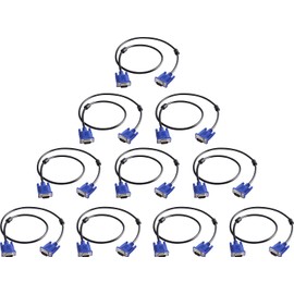 VGA to VGA Monitor Cable 10 Pack, 15 Pin Male to Male Computer Cord Support 1080P Full HD for Laptop TV Projector - 3 Feet