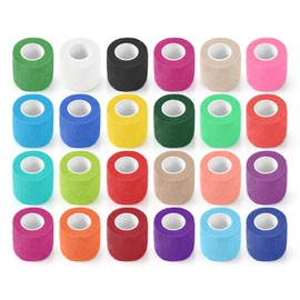 Self Adherent Cohesive Bandages 2‘’ x 5Yards, Keilend Tattoo Grip Tape 24Pcs, Tattoo Grip Wrap for Ankle Sprains, Wrist Swelling &Tattoo，Mix Colors