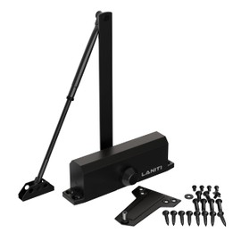 Laniti Commercial Door Closer Black, 1 Pack – Heavy Duty Auto Door for Commercial Use – Adjustable Hydraulic Door Closer for Office, Storefront, Apartment