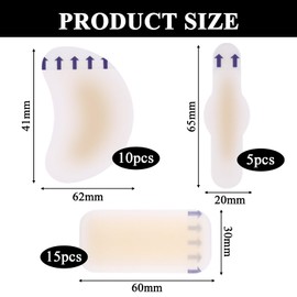 Blister Plasters,30 PCS Blister Plasters for Toes,Invisible Waterproof Hydrocolloid Gel Blister Bandages for Heels Toes and Skin Protection (3 Sizes)