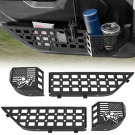 HOCHO Metal Front Door Pocket Storage Box Fits for Wrangler JL JLU 4XE & Gladiator JT 2018-2025 Side Door Storage Organizer with Molle Panels Interior Wrangler Accessories 2PCS-Black