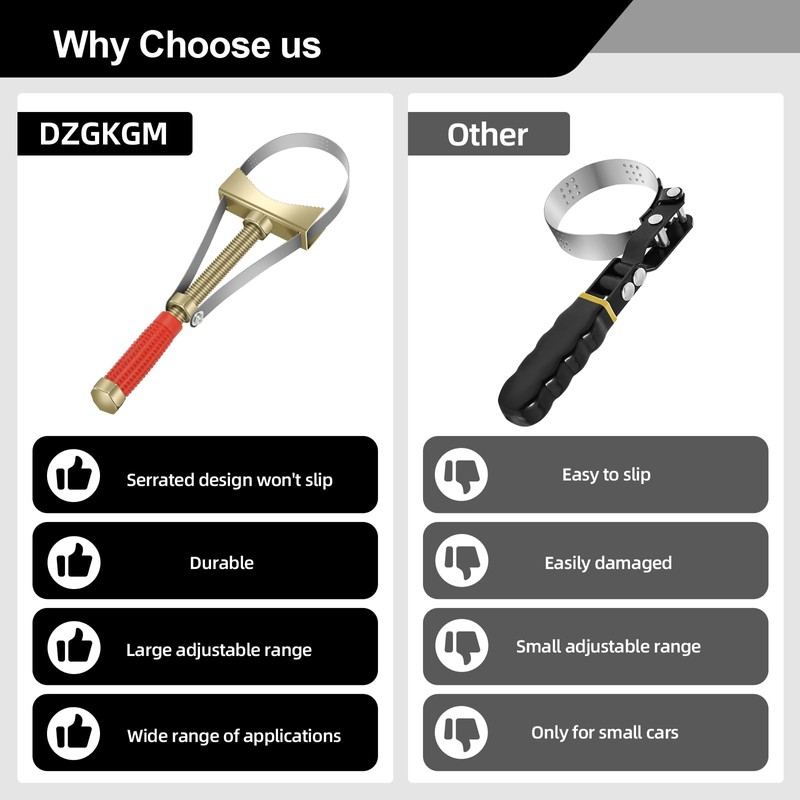 DZGKGM Heavy Oil Filter Wrenches, Strap Wrench, Adjustable Oil Filter